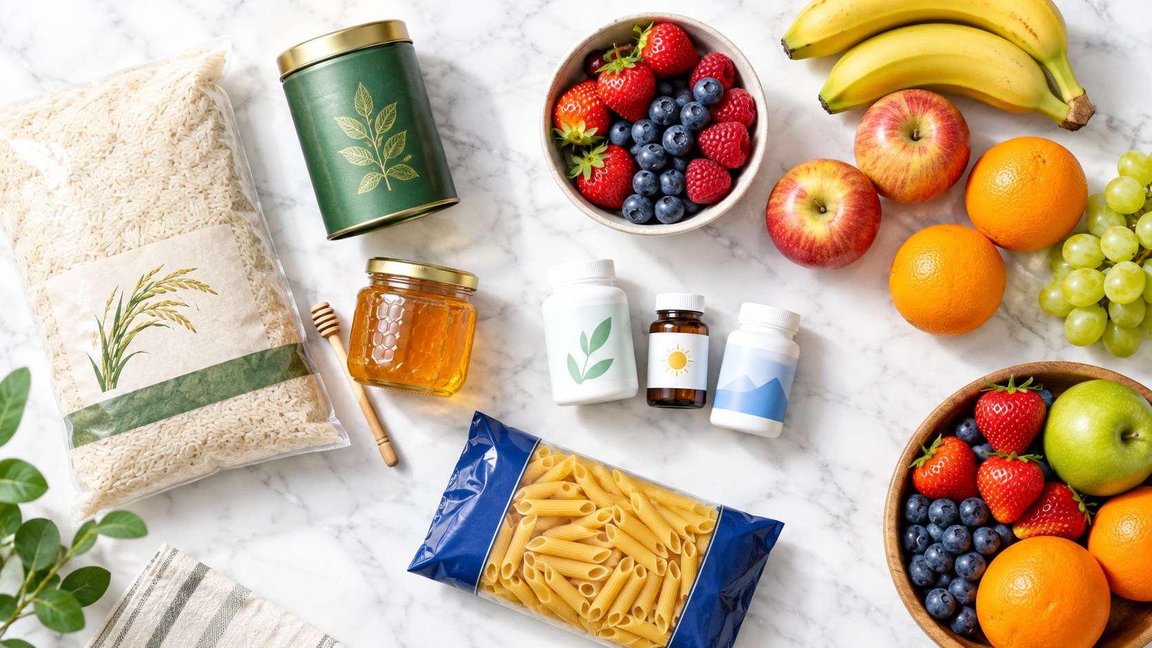 Food and grocery section - sample items